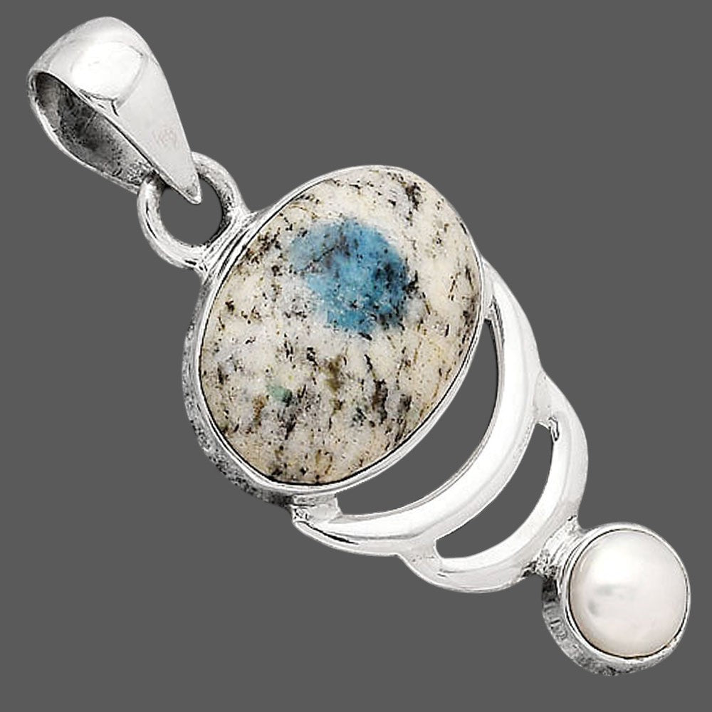 K2 Blue - Azurite In Quartz and Pearl Pendant P-1693 SDP154145