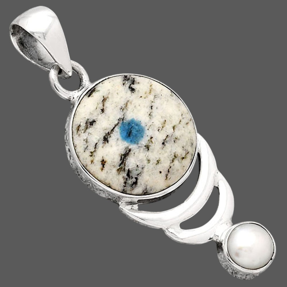 K2 Blue - Azurite In Quartz and Pearl Pendant P-1693 SDP154146