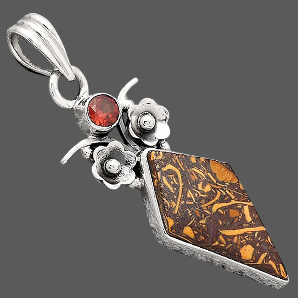 Coquina Fossil Jasper and Garnet Pendant P-1695 SDP154159