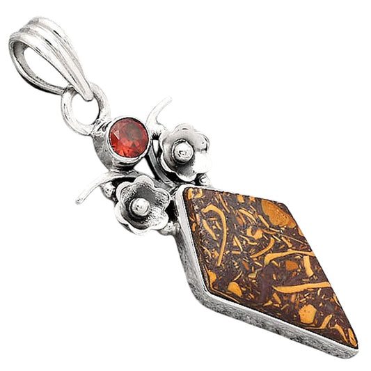 Coquina Fossil Jasper and Garnet Pendant P-1695 SDP154159