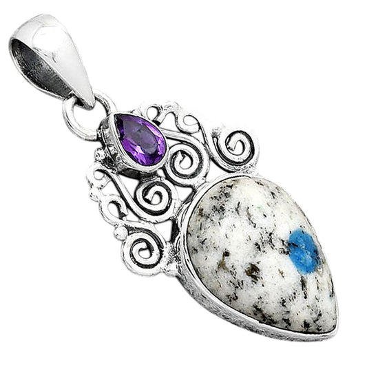 K2 Blue Azurite In Quartz & Amethyst Pendant P-1697 SDP154201
