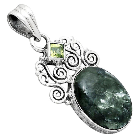 Russian Seraphinite and Peridot Pendant P-1697 SDP154205