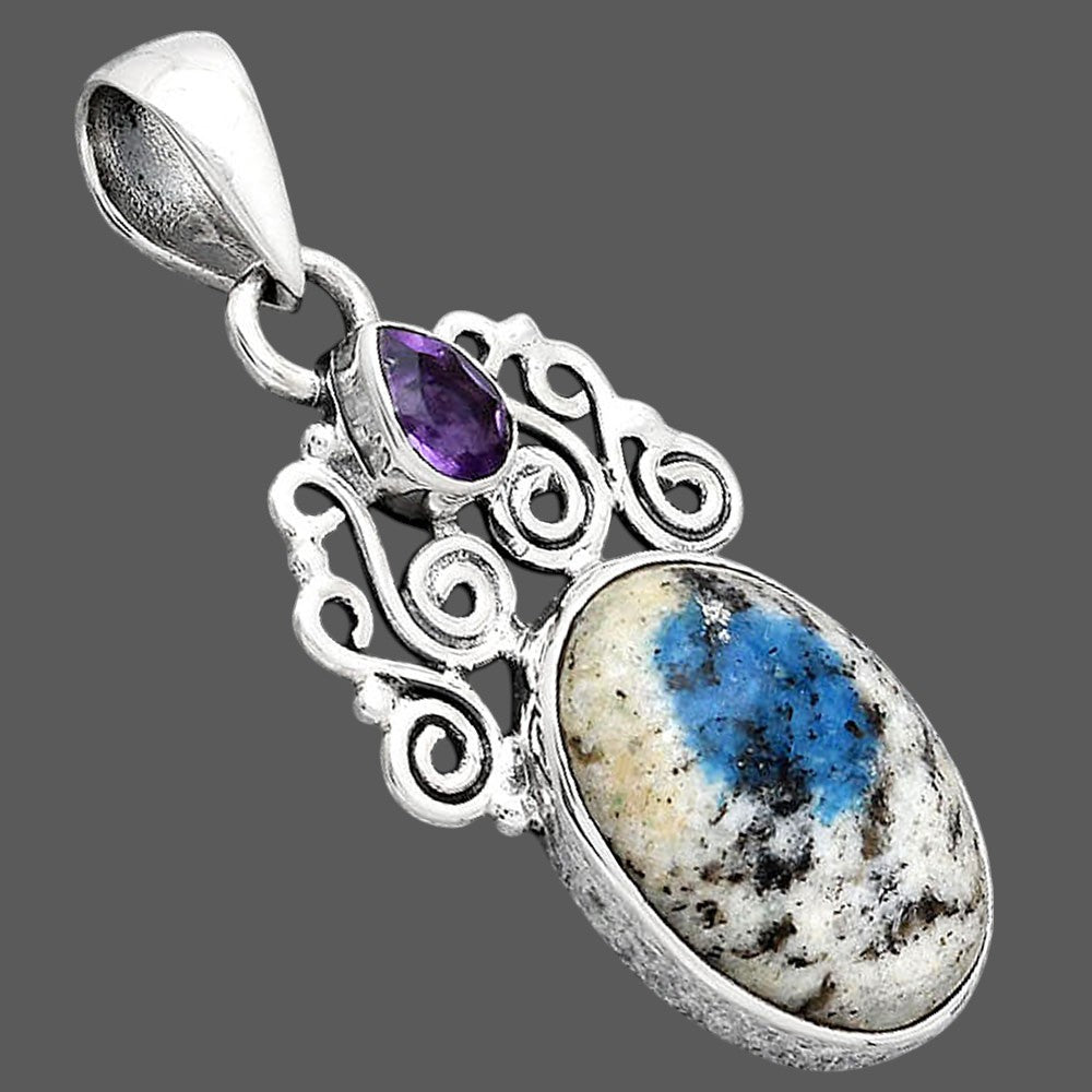 K2 Blue Azurite In Quartz & Amethyst Pendant P-1697 SDP154208