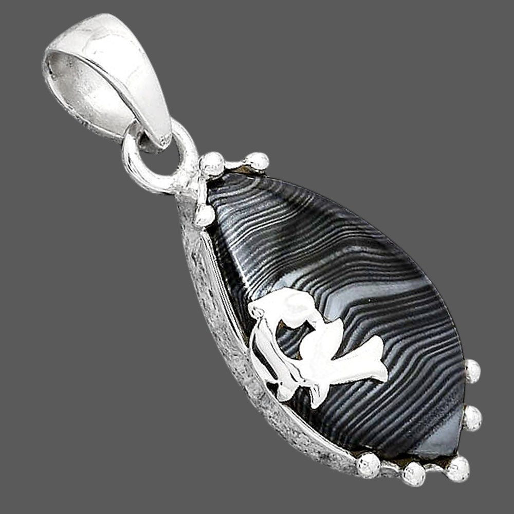 Crown Of Silver Psilomelane - Black Malachite Pendant P-1698 SDP154216