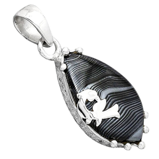 Crown Of Silver Psilomelane - Black Malachite Pendant P-1698 SDP154216