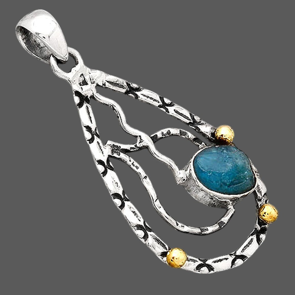 Neon Blue Apatite Rough - Madagascar Pendant P-1709 SDP154285