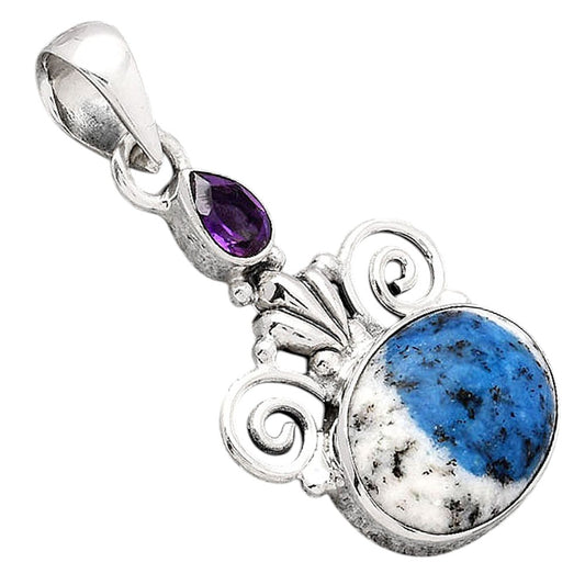 K2 Blue Azurite In Quartz & Amethyst Pendant P-1710 SDP154304