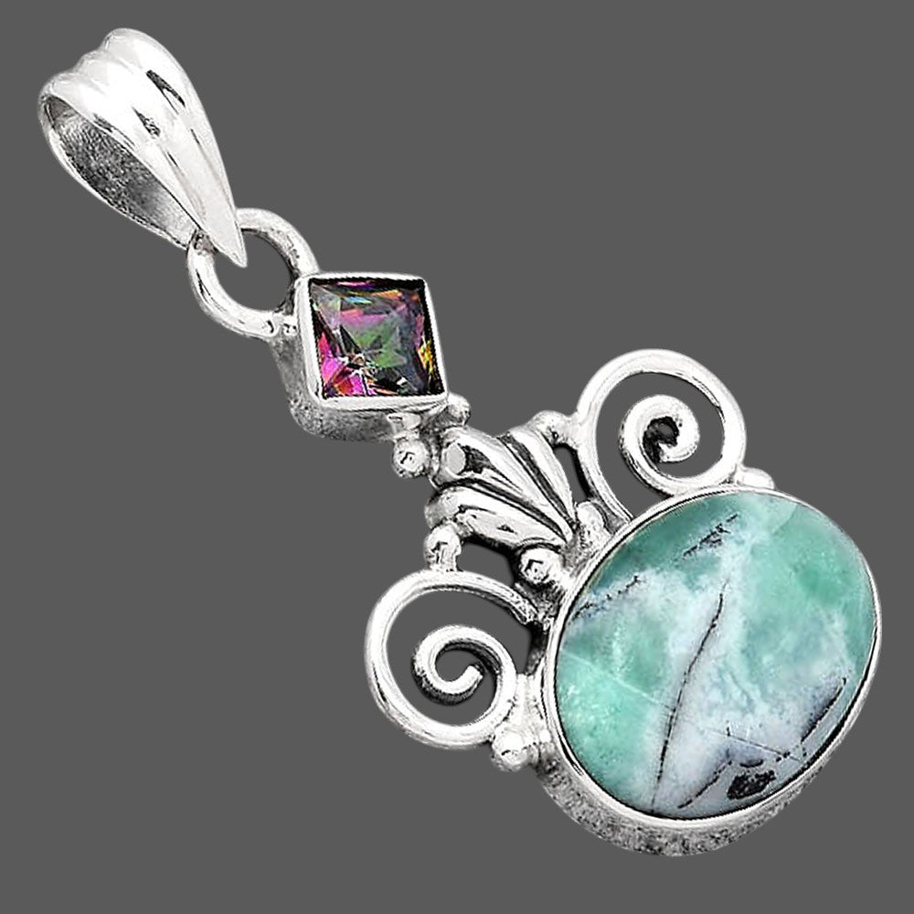 Dendritic Chrysoprase Africa and Mystic Topaz Pendant P-1710 SDP154306
