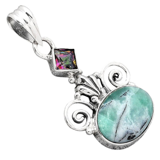 Dendritic Chrysoprase Africa and Mystic Topaz Pendant P-1710 SDP154306