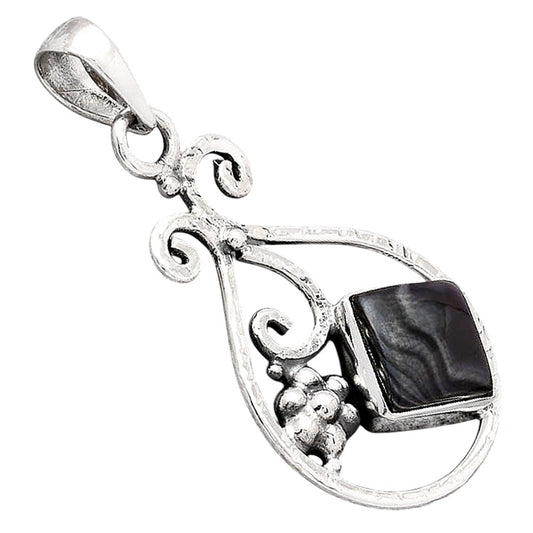 Crown Of Silver Psilomelane - Black Malachite Pendant P-1714 SDP154350