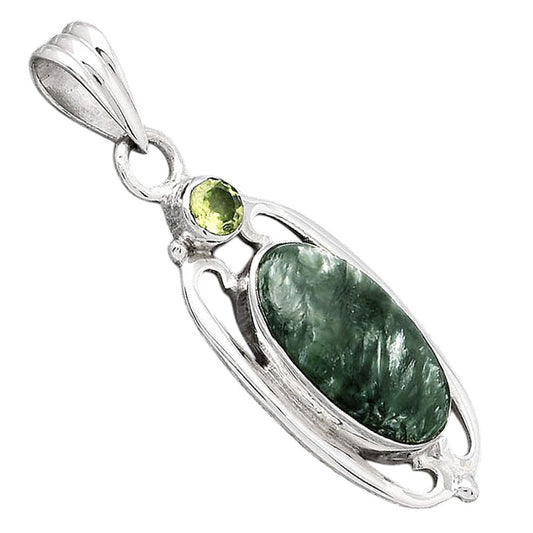 Russian Seraphinite and Peridot Pendant P-1623 SDP154368