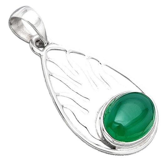 Fire Flame - Natural Green Onyx Pendant P-1209 SDP154485