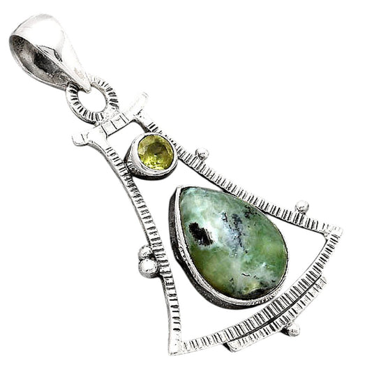 Dendritic Chrysoprase - Africa and Peridot Pendant P-1450 SDP154551