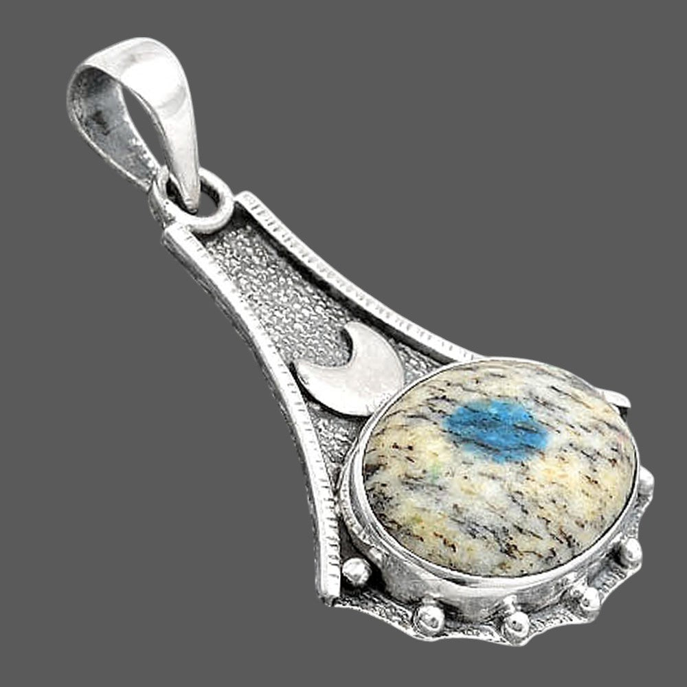 Crescent Moon - K2 Blue - Azurite In Quartz Pendant P-1715 SDP154558