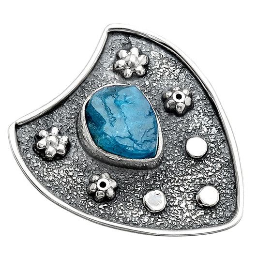 Neon Blue Apatite Rough - Madagascar Pendant P-1477 SDP154587