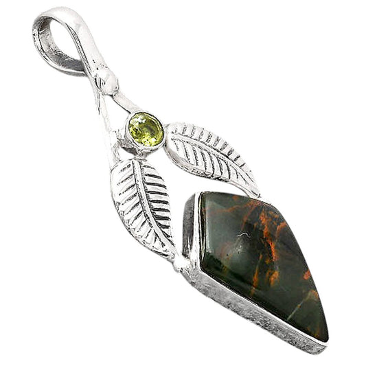 Turkish Rainforest Chrysocolla and Peridot Pendant P-1416 SDP154600