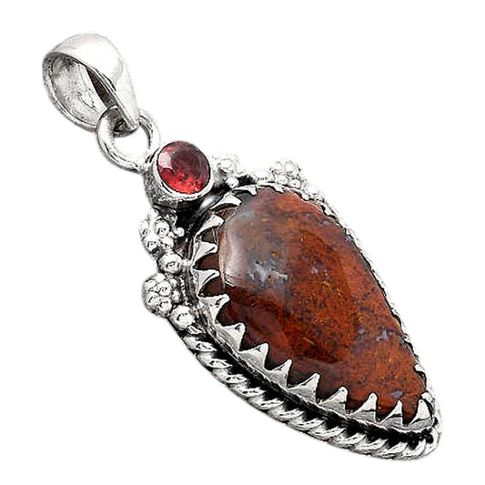 Natural Red Moss Agate and Garnet Pendant P-1482 SDP154614