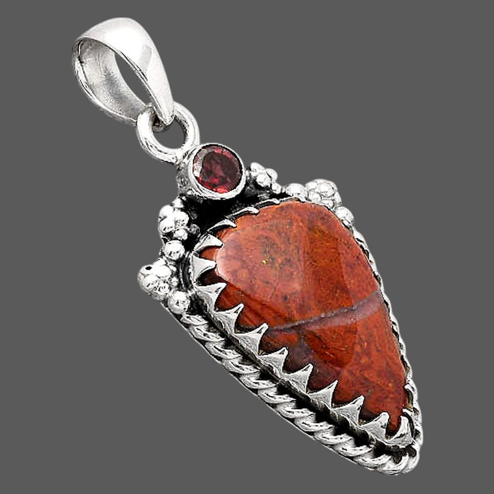 Natural Red Moss Agate and Garnet Pendant P-1482 SDP154616