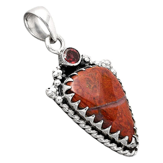 Natural Red Moss Agate and Garnet Pendant P-1482 SDP154616