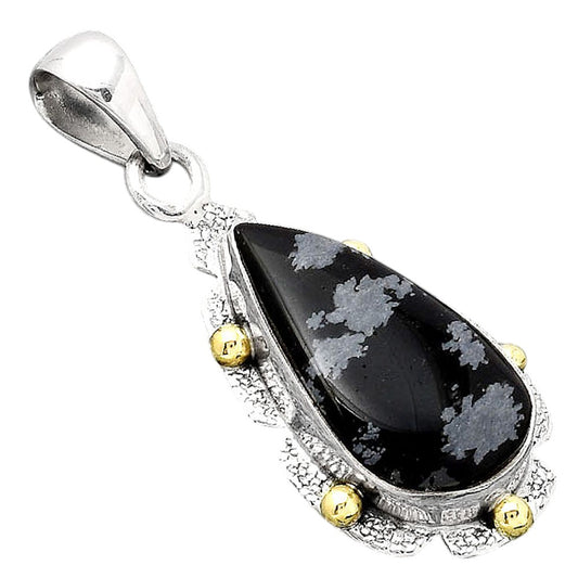 Natural Snow Flake Obsidian Pendant P-1485 SDP154626