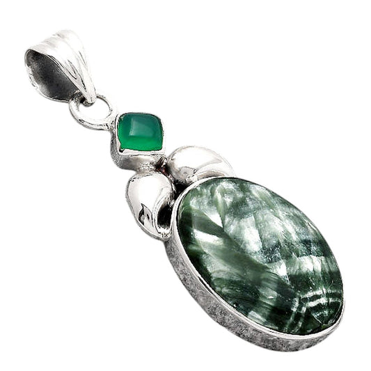 Russian Seraphinite and Green Onyx Pendant P-1683 SDP154708