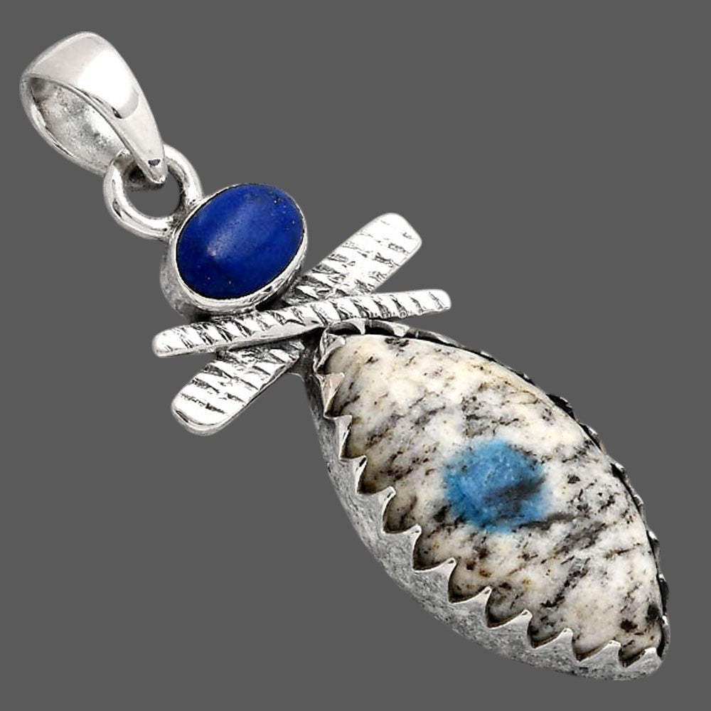 K2 Blue - Azurite In Quartz and Lapis Pendant P-1268 SDP154727