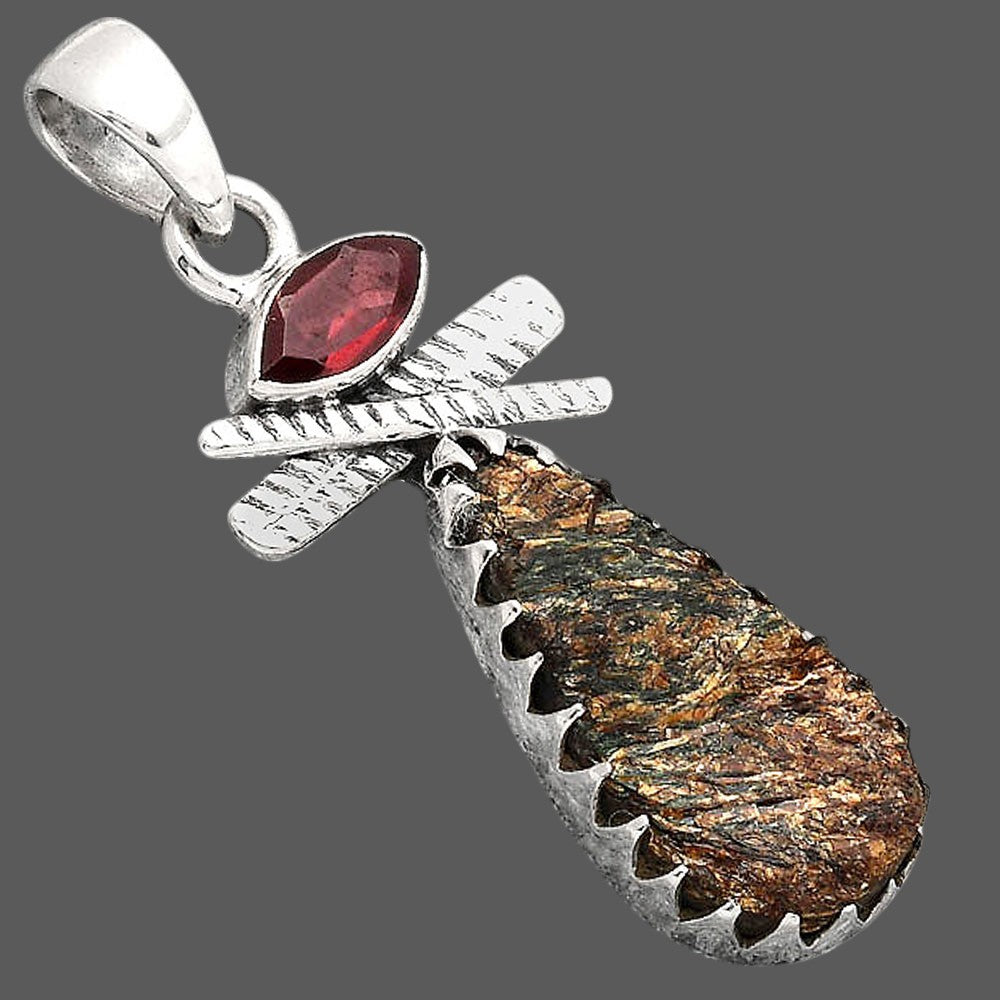 Astrophyllite Druzy Russia and Garnet Pendant P-1268 SDP154732