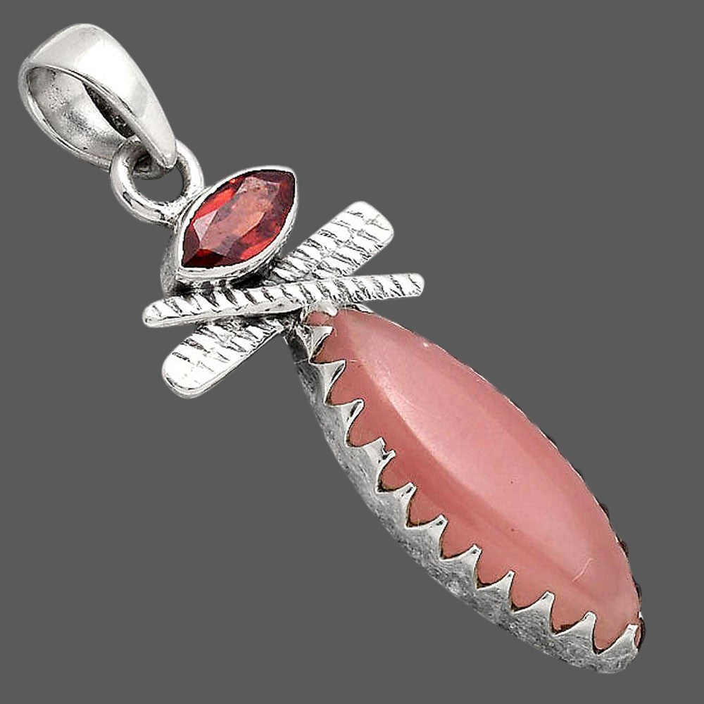 Guava Quartz - Brazil and Garnet Pendant P-1268 SDP154733