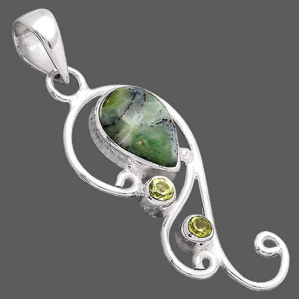 Dendritic Chrysoprase - Africa and Peridot Pendant P-1039 SDP154761