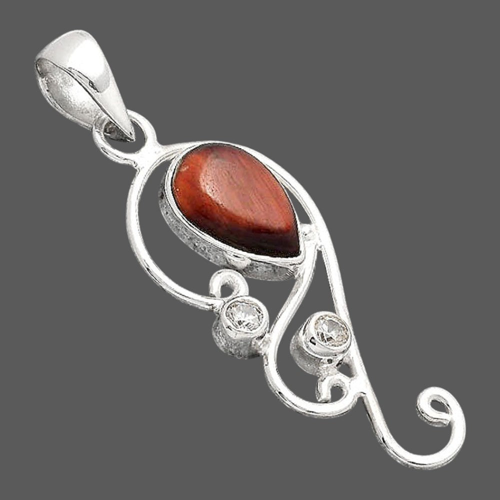 Red Tiger Eye and White Zircon Pendant P-1039 SDP154764