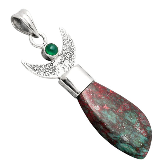 Moon - Sonora Sunrise - Cuprite Blood and Green Onyx Pendant P-1453 SDP154768