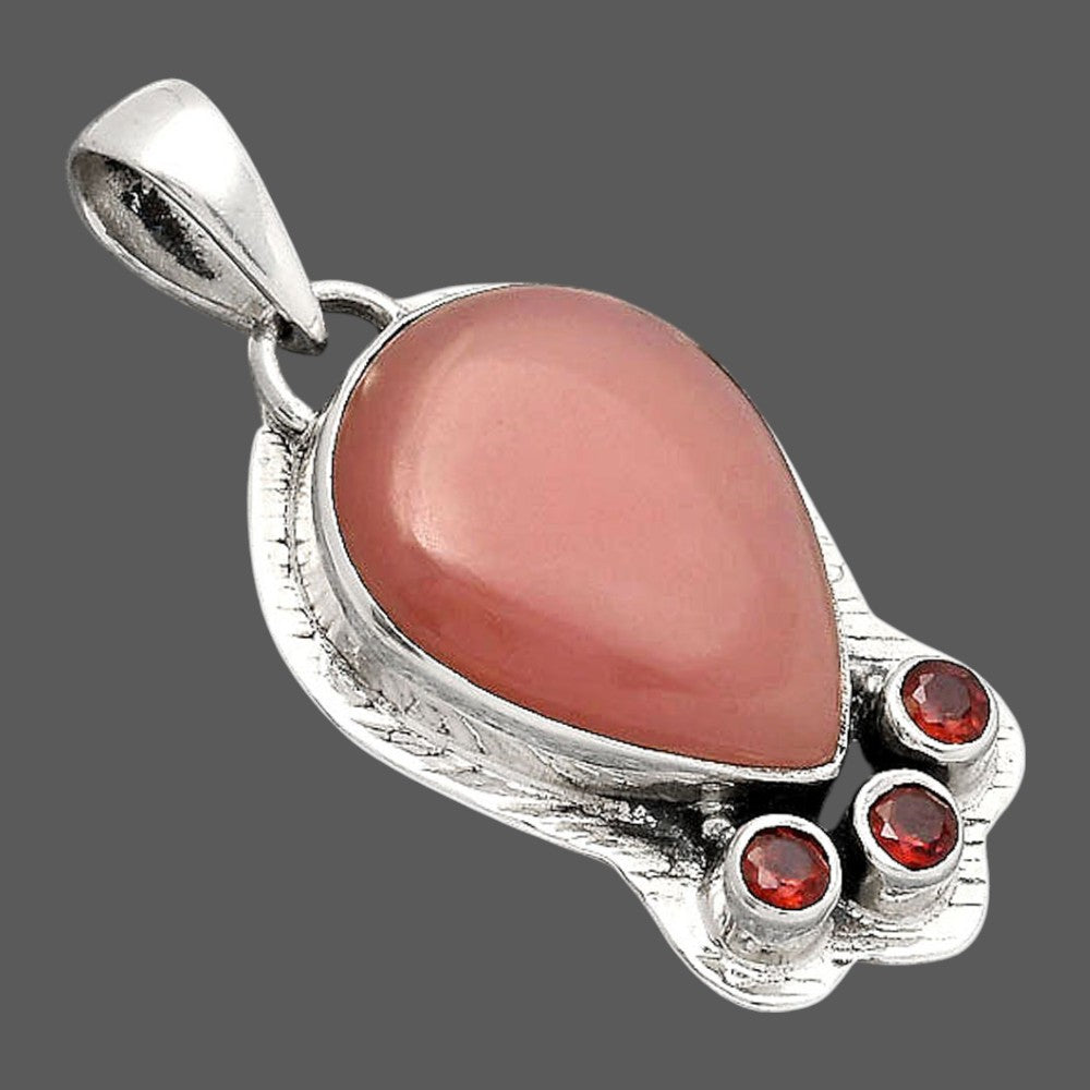 Guava Quartz - Brazil and Garnet Pendant P-1523 SDP154781