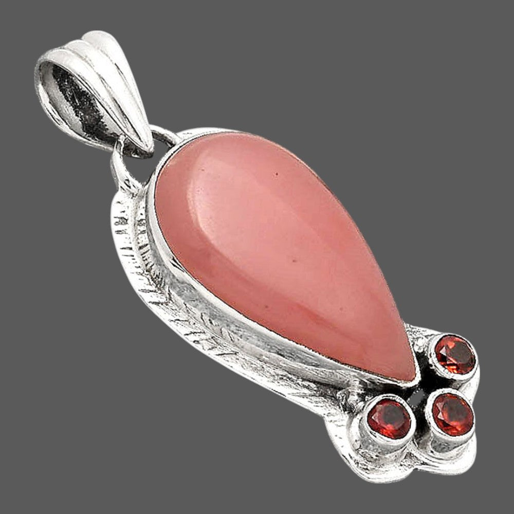 Guava Quartz - Brazil and Garnet Pendant P-1523 SDP154785