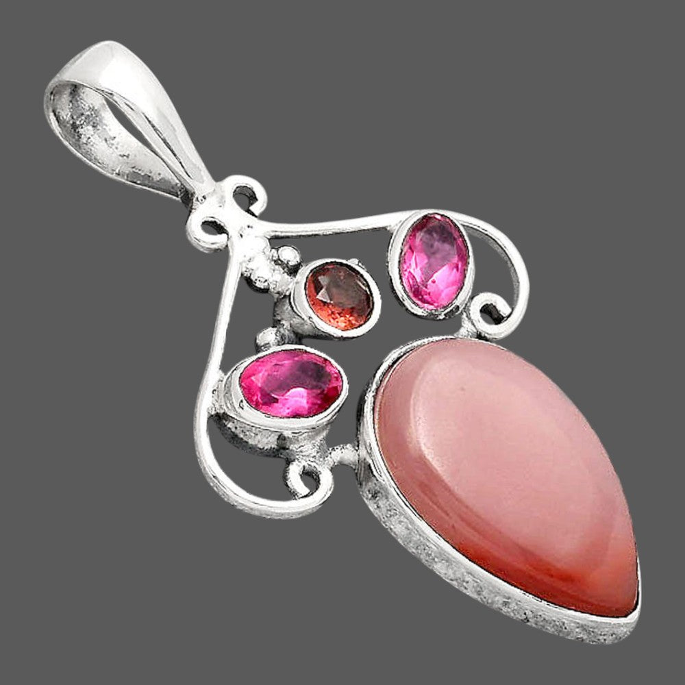 Guava Quartz - Brazil, Ruby & Garnet Pendant P-1244 SDP154791