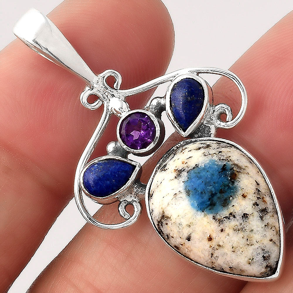 K2 Blue - Azurite In Quartz, Lapis & Amethyst Pendant P-1244 SDP154792