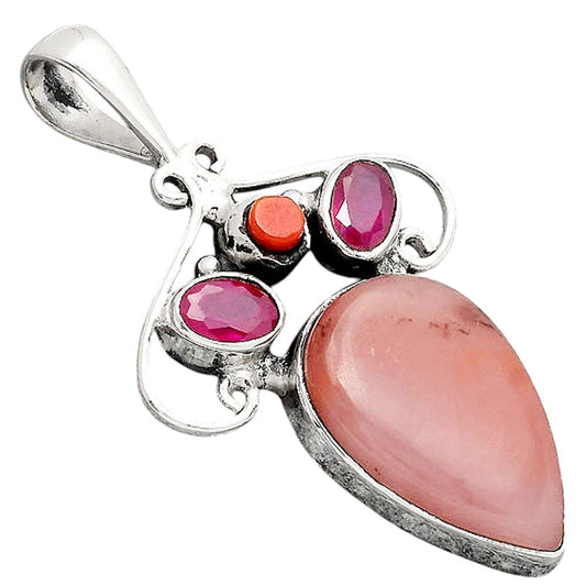Guava Quartz - Brazil, Ruby & Coral Pendant P-1244 SDP154799