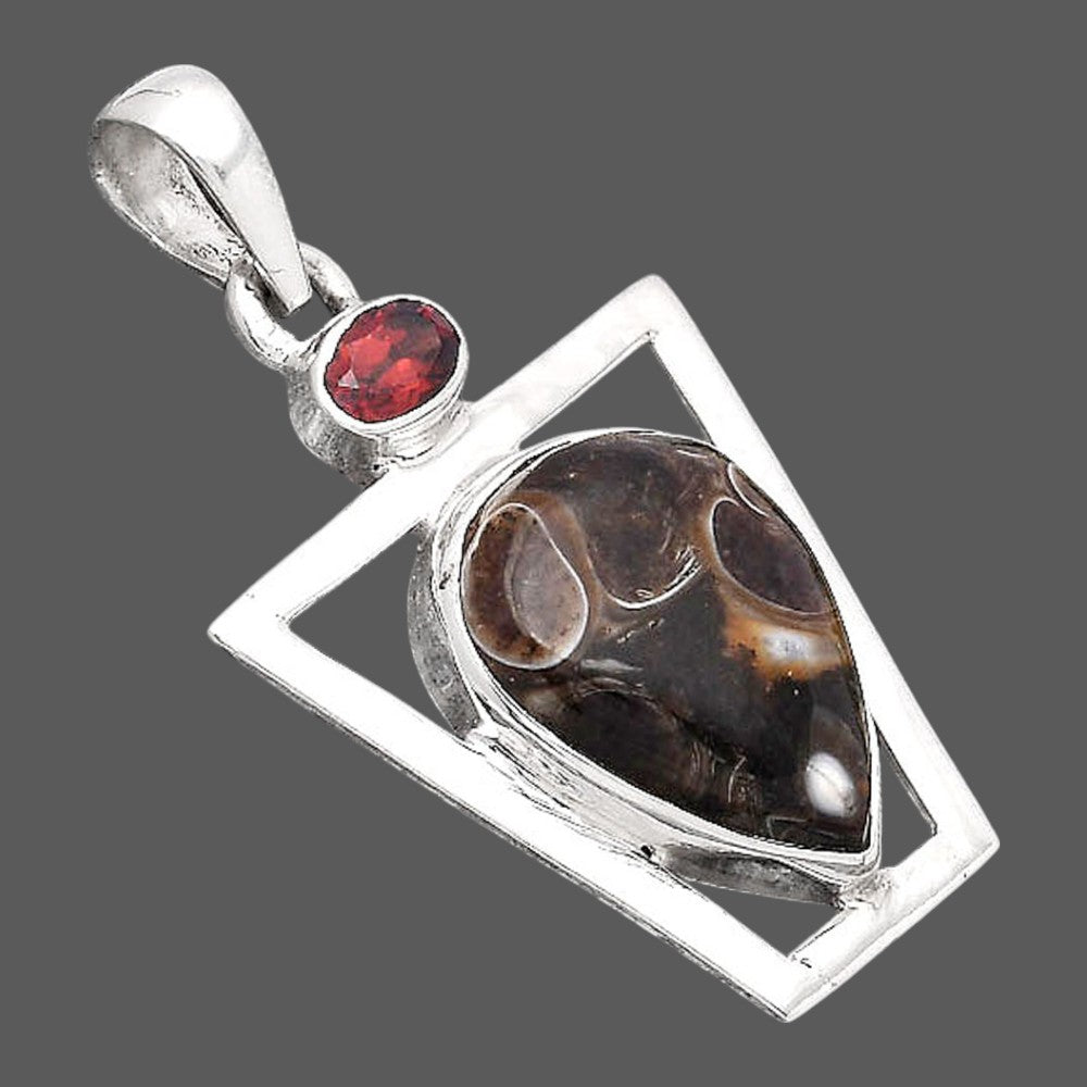 Turtella Jasper - USA and Garnet Pendant P-1502 SDP154872