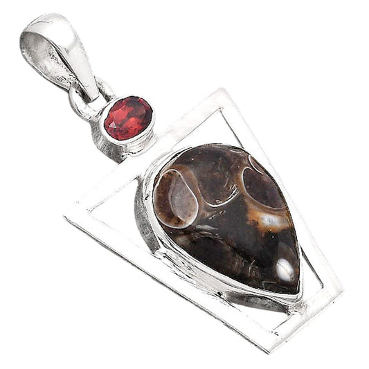 Turtella Jasper - USA and Garnet Pendant P-1502 SDP154872