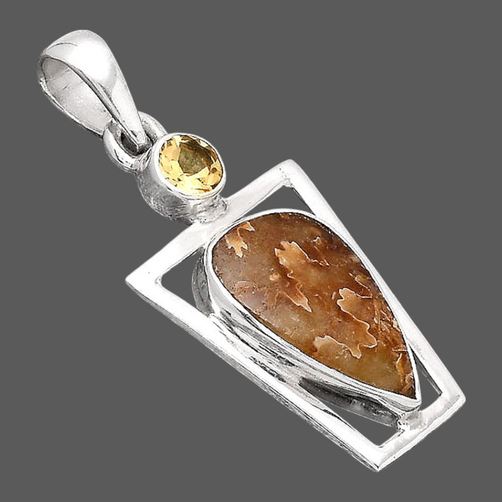 Natural Sutured Ammonite and Citrine Pendant P-1502 SDP154876