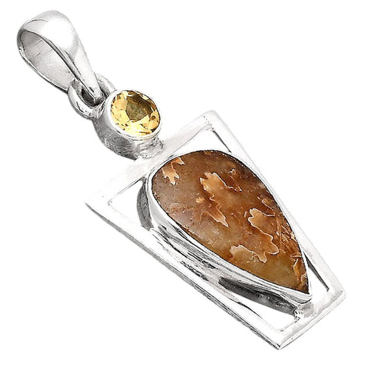 Natural Sutured Ammonite and Citrine Pendant P-1502 SDP154876
