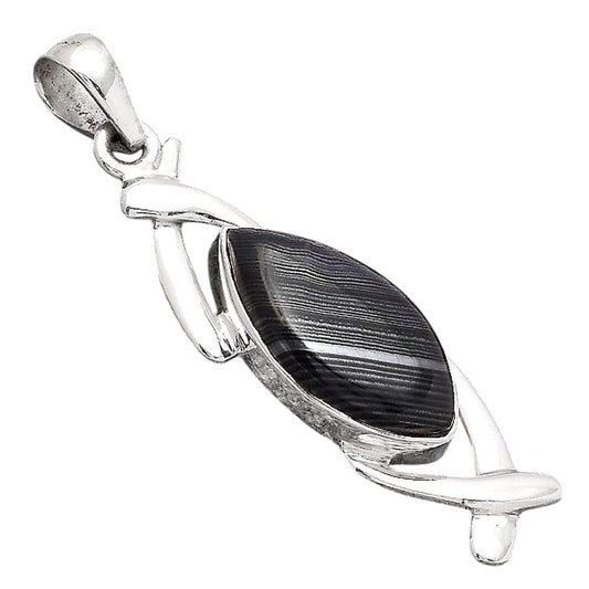 Crown Of Silver Psilomelane - Black Malachite Pendant P-1428 SDP154906