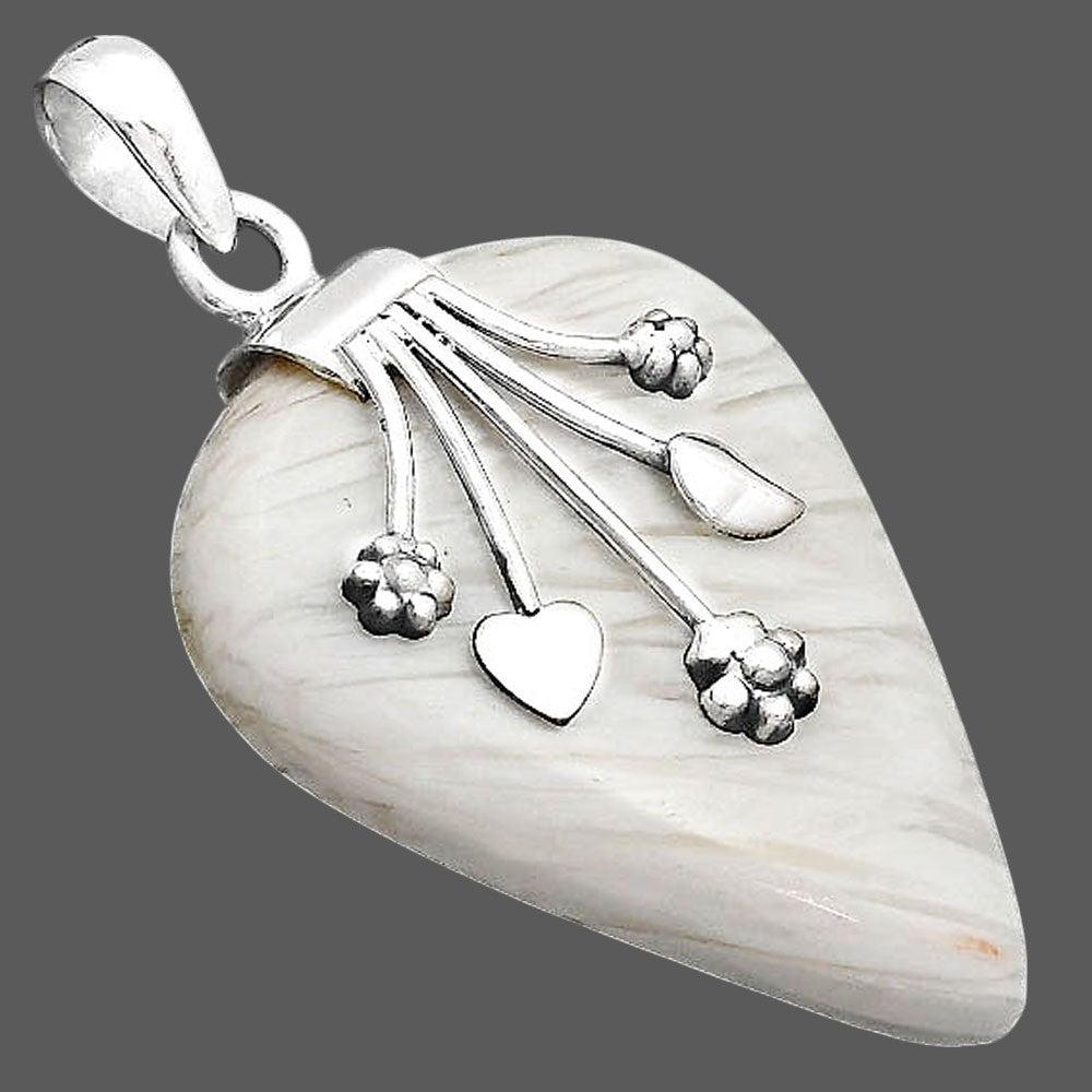 Floral - Natural White Scolecite Pendant P-1647 SDP154927