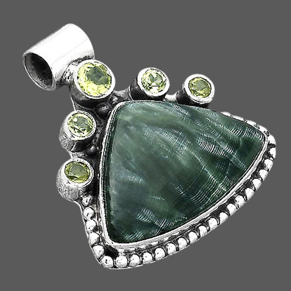 Russian Seraphinite and Peridot Pendant P-1519 SDP154946