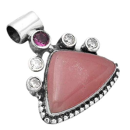 Guava Quartz Brazil, Garnet & Zircon Pendant P-1519 SDP154947