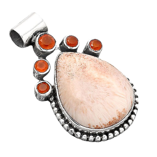 Orange Scolecite India and Carnelian Pendant P-1519 SDP154950