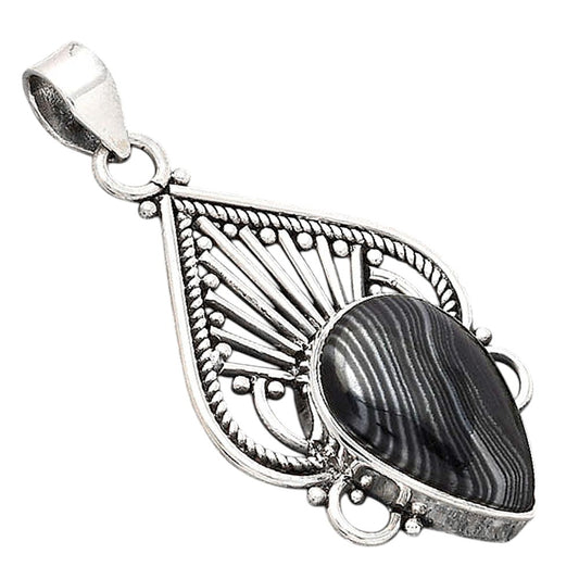 Artisan Crown Of Silver Psilomelane Black Malachite Pendant P-1541 SDP154994