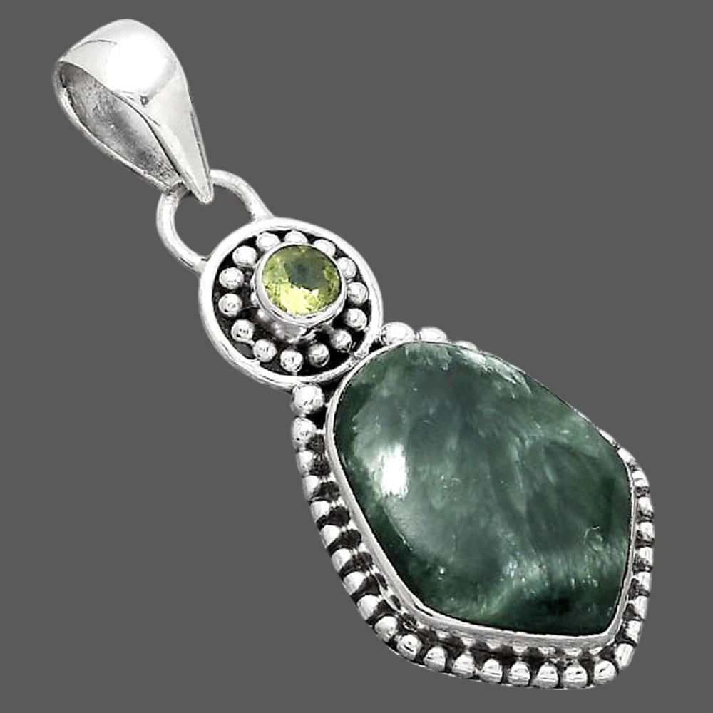 Russian Seraphinite and Peridot Pendant P-1500 SDP155041