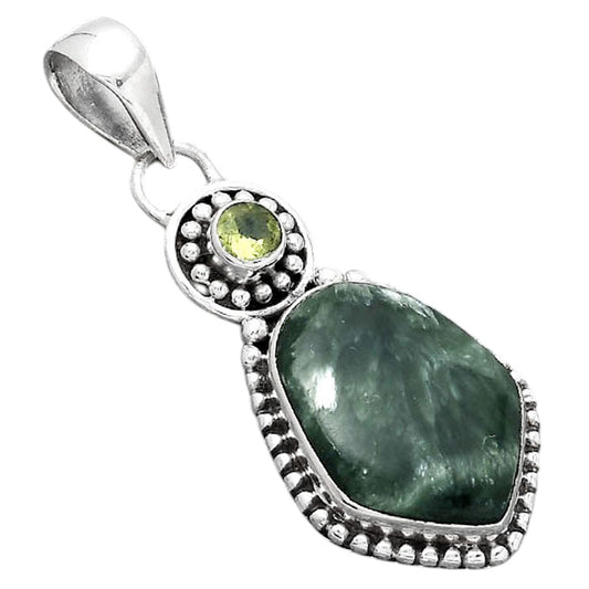 Russian Seraphinite and Peridot Pendant P-1500 SDP155041