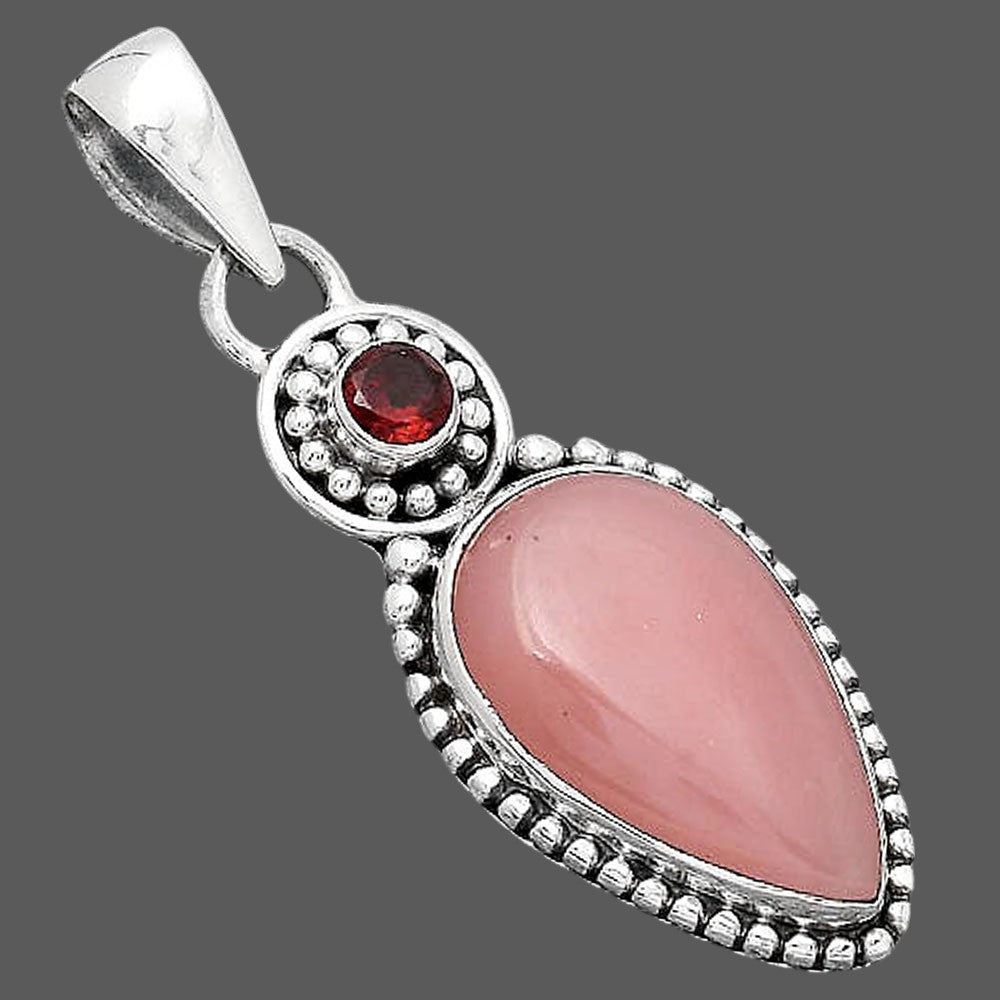Guava Quartz - Brazil and Garnet Pendant P-1500 SDP155042