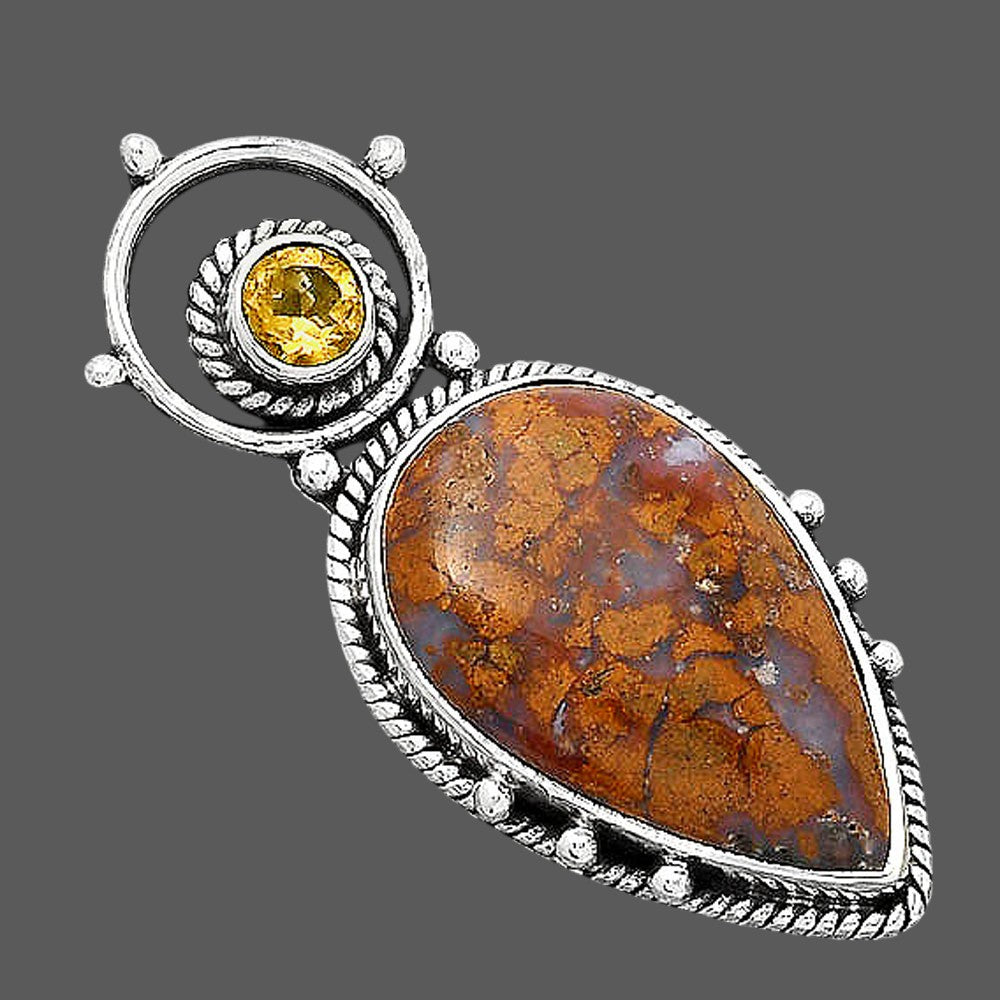 Natural Red Moss Agate and Citrine Pendant P-1438 SDP155125